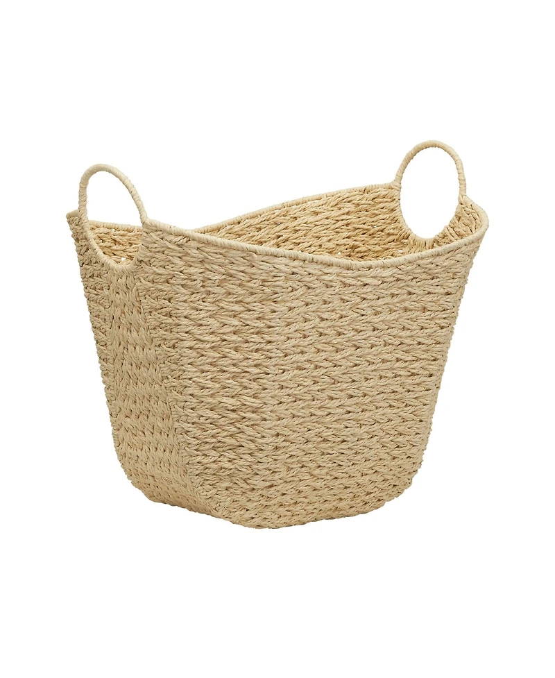 Household Essentials Paper Rope Basket with Handles, Cream