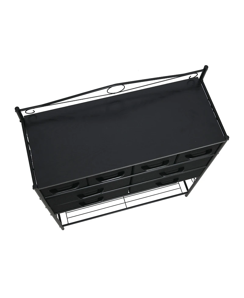 Household EssentialsVictorian Style 8-Drawer and Bottom Shoe Shelf Storage Organizer Unit, Black