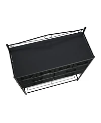 Household EssentialsVictorian Style 8-Drawer and Bottom Shoe Shelf Storage Organizer Unit, Black