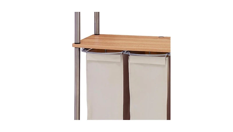 Household Essentials Modern Laundry Center with Wheels, 3 Washable Linen Bags, Light Ash Wood Grain Laminate