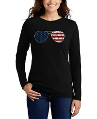 La Pop Art Women's Americana Sunglasses Word Long Sleeve T-Shirt