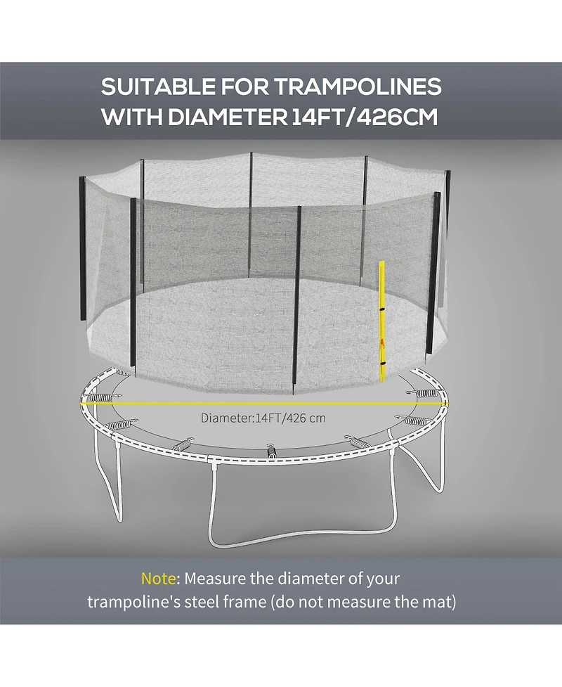 Soozier 14ft Trampoline Net Replacement with Yellow Zippered Entrance