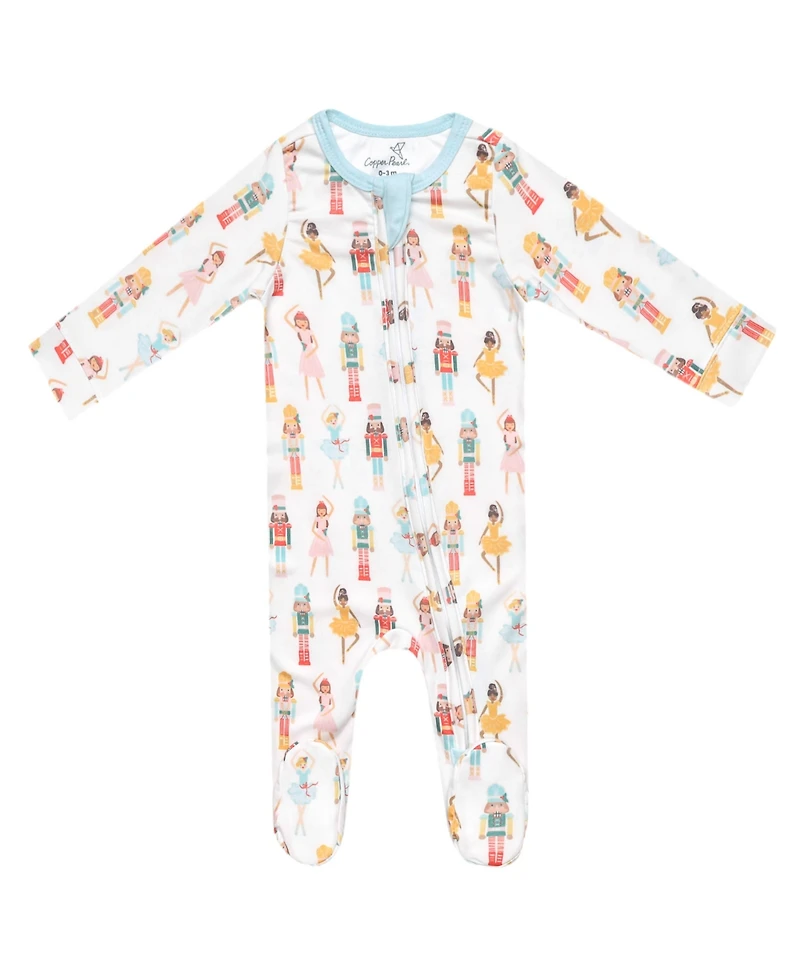 Copper Pearl Baby Girls' Juliet Printed Zip-Up Footed Pajamas