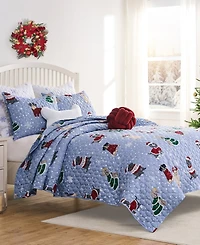 Greenland Home Fashions Winter Whiskers Holiday 3-Pc. Quilt Set, King