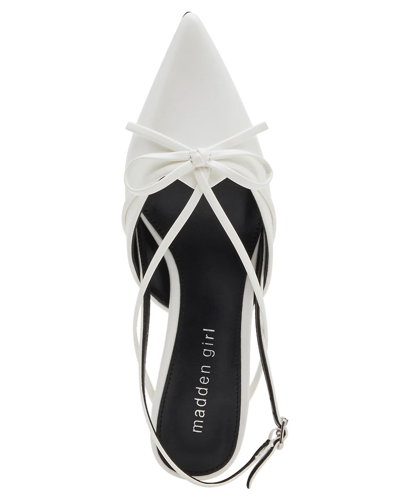 Madden Girl Women's Vixen Bow Slingback Kitten Heel Pumps