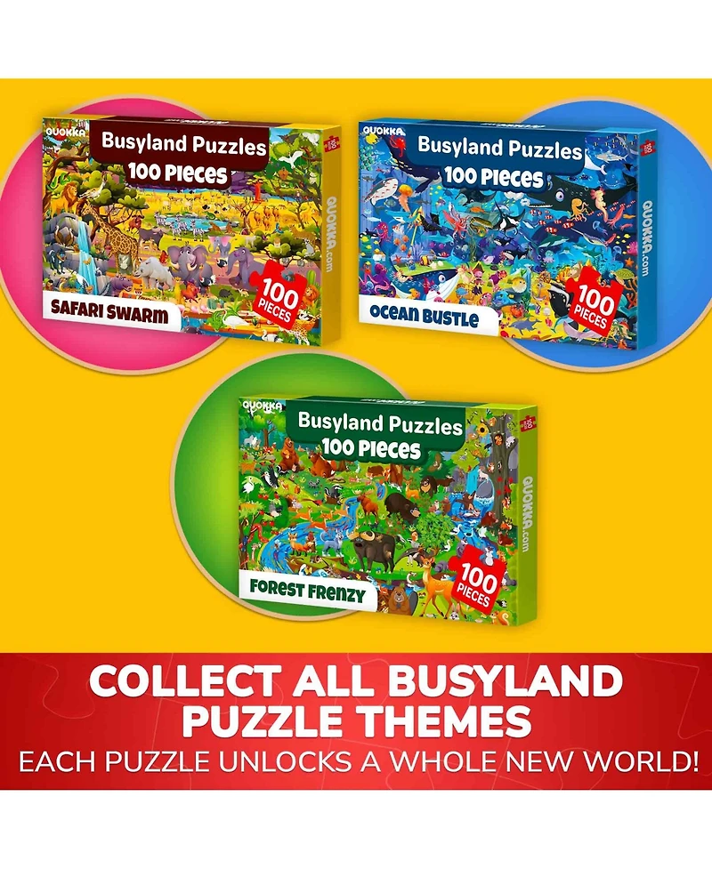 Quokka 100 Piece Puzzles for Kids Ages 6-8 – Intricately Illustrated Safari Animals Puzzle 8-10 Educational Busyland Gam