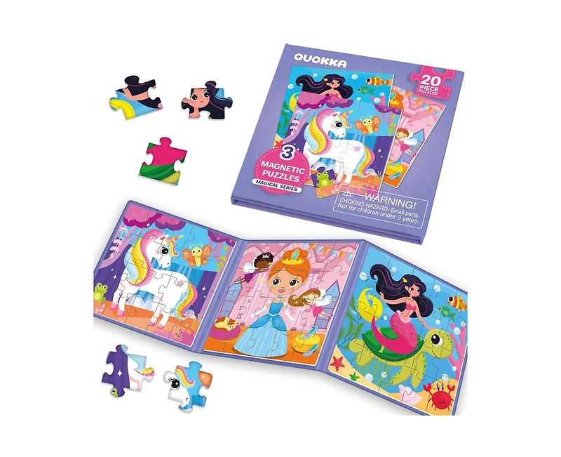 Quokka 3x20 Pcs Magnetic Puzzles for Kids - Learning Princess and Unicorn Toy