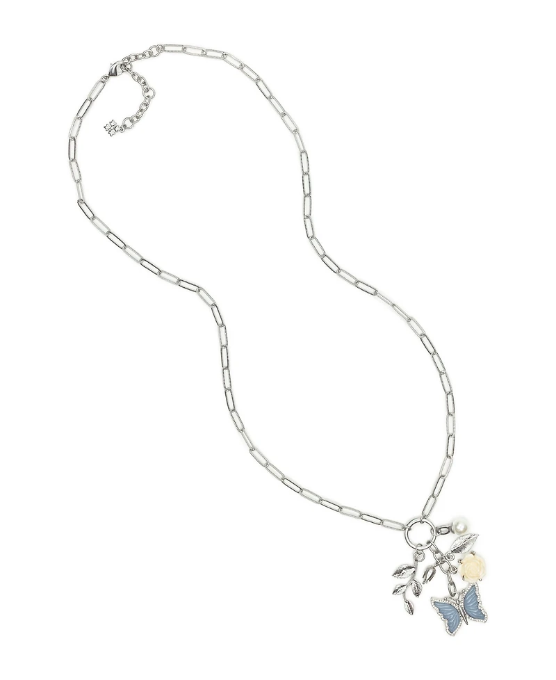 Patricia Nash Blue Butterfly Collection Long Multi-Charm Necklace