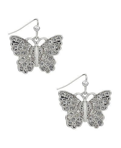 Patricia Nash Blue Butterfly Collection Pave Butterfly Drop Earrings