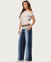 Edikted Women's Ema Bleach Washed Low Rise Jeans