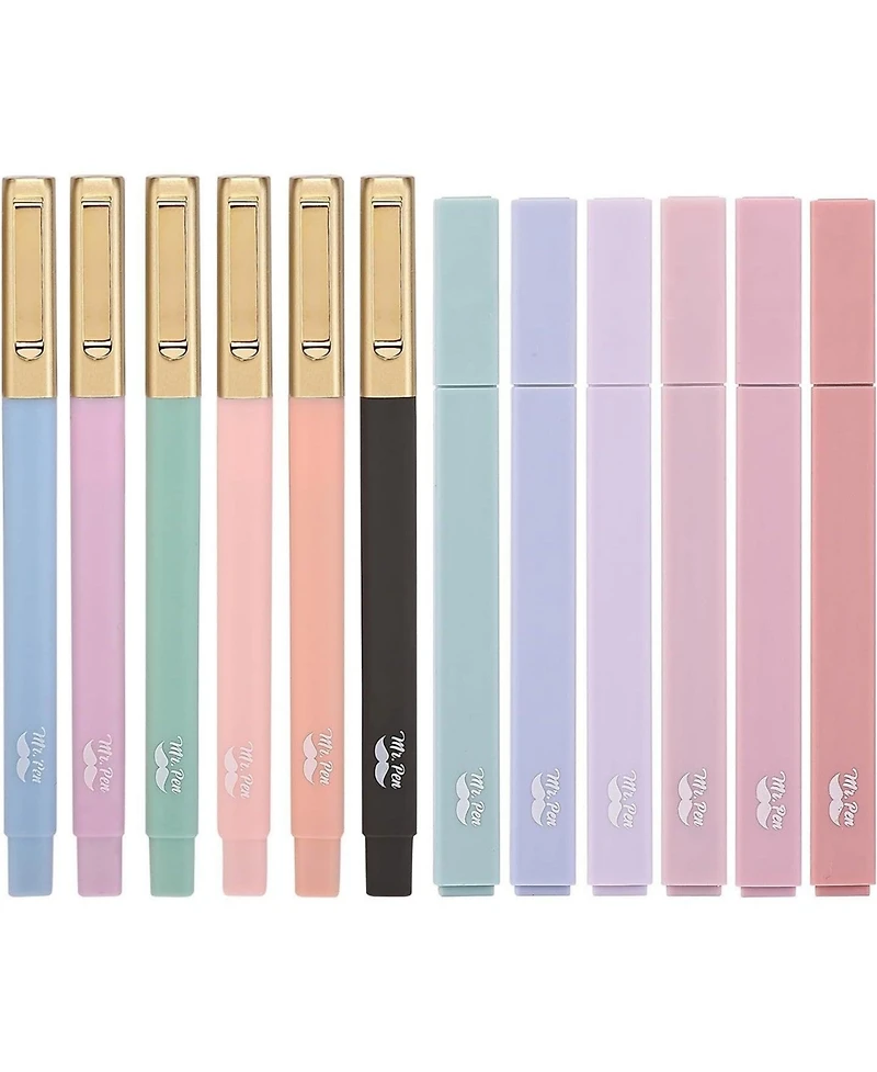 Mr. Pen Aesthetic Highlighter and Pens, 12 Pack, No Bleed