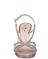 Nina Women's Bonney Rhinestone Square Toe Dress Sandals