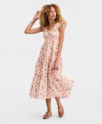 Self Esteem Juniors' Printed Cotton Tiered Midi Dress