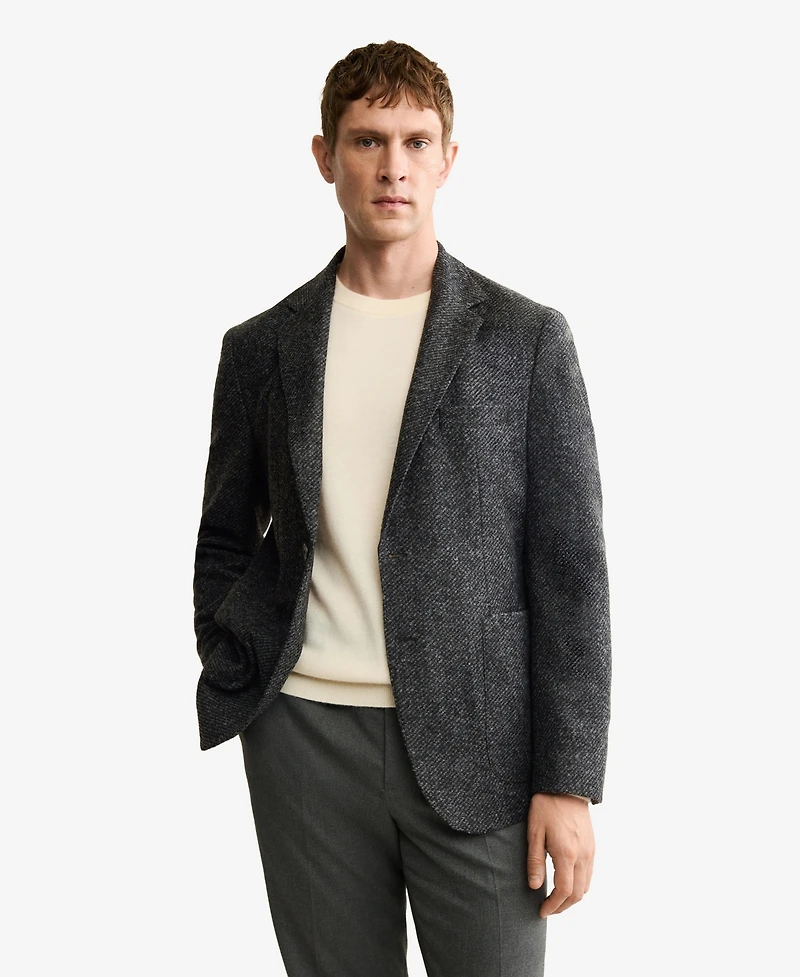 Mango Men's Slim Fit Wool Blend Blazer