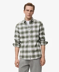 Mango Men's Cotton Flannel Check Overshirt
