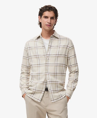 Mango Men's Cotton Flannel Check Overshirt