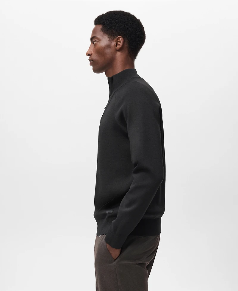 Mango Men's Breathable Zip-Neck Sweater