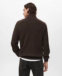 Mango Men's Zip Neck Ribbed Sweater