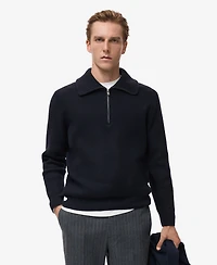 Mango Men's Zip Collar Knitted Sweater