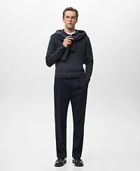 Mango Men's Knitted Wool Blend Polo Sweater