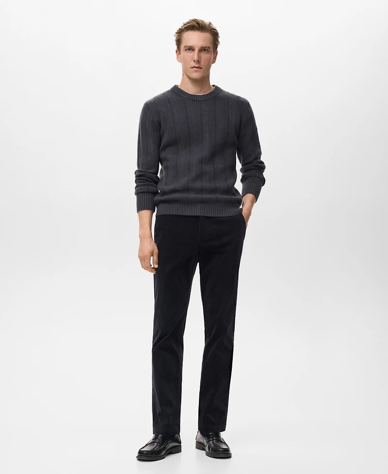 Mango Men's Herringbone Structured Sweater