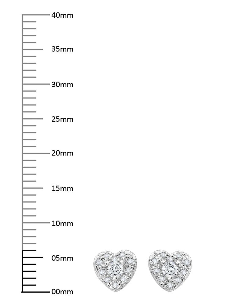 Macy's Diamond Heart Shape Halo Stud Earrings (1/4 ct. t.w.) in 10k White Gold