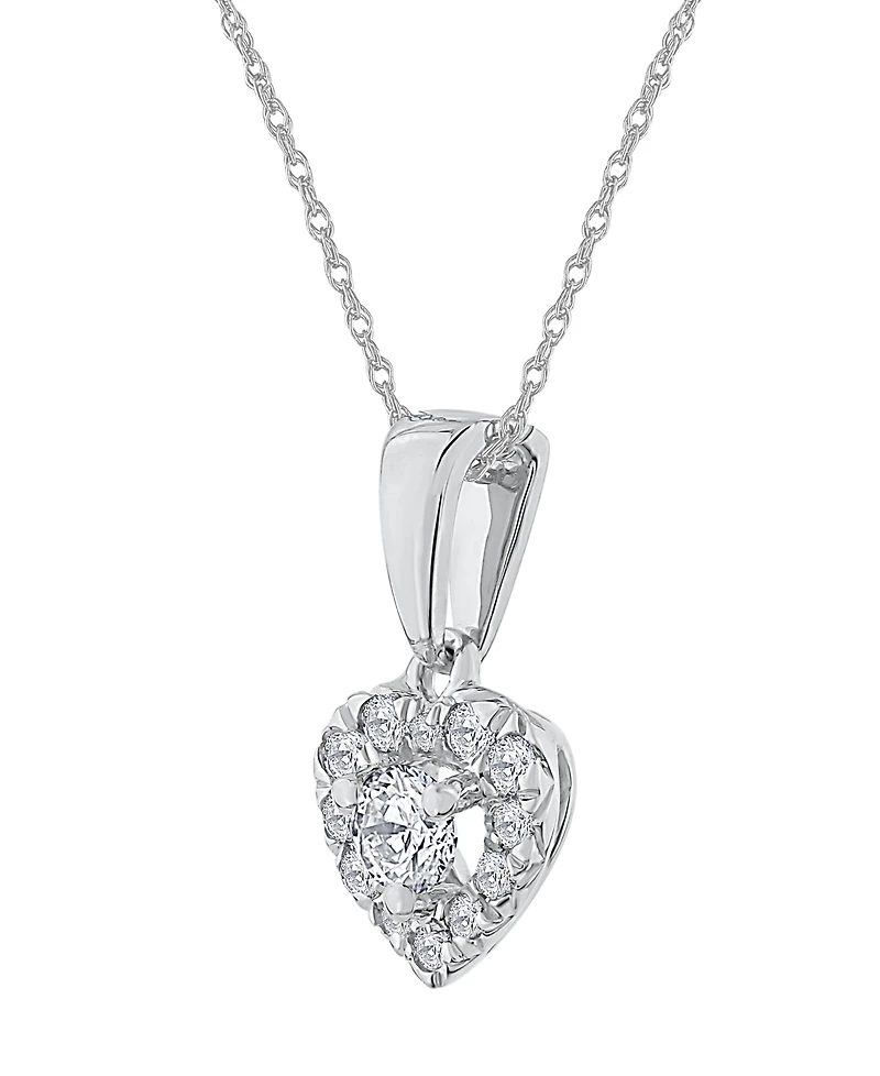 Macy's Diamond Heart Shape Halo Pendant Necklace (1/4 ct. t.w.) 10k Yellow Gold (also White Gold)