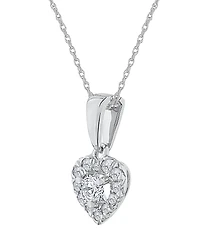 Macy's Diamond Heart Shape Halo Pendant Necklace (1/4 ct. t.w.) 10k Yellow Gold (also White Gold)