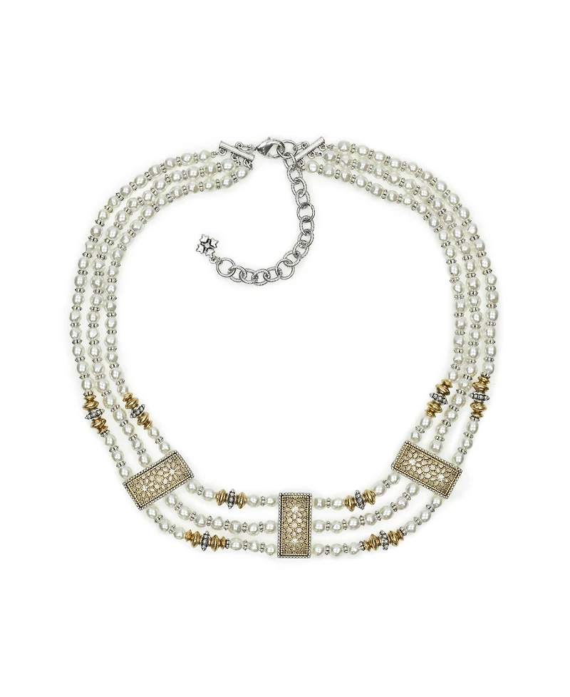 Patricia Nash 3 Strand Cultivated Pearl Layered Necklace