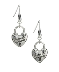 Patricia Nash Sliver Plated Heart Lock Drop Earrings