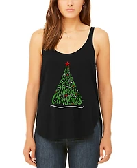 La Pop Art Women's We Wish You A Merry Christmas Premium Word Flowy Tank Top