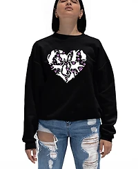 La Pop Art Women's Cat Heart Word Crewneck Sweatshirt