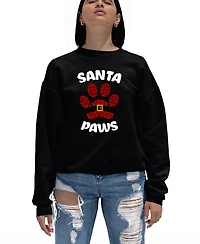 La Pop Art Women's Santa Paws Word Crewneck Sweatshirt