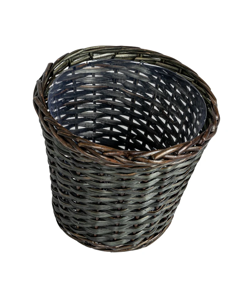 Household Essentials Handwoven Willow Waste Basket with Plastic Liner, Brown