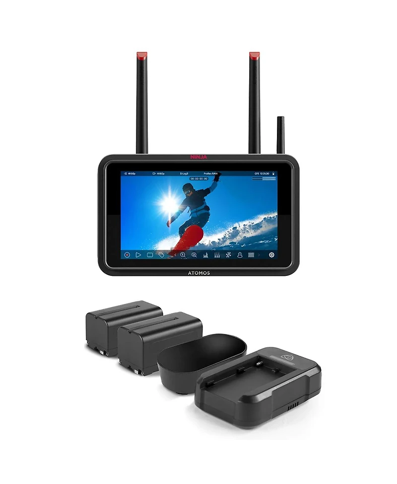 Atomos Ninja Tx 5.2" Full Hd Touchscreen Wi-Fi Hdr On-Camera Monitor/Recorder, Supports 12G-sdi/4K Hdmi, Bundle with Universal Power Kit