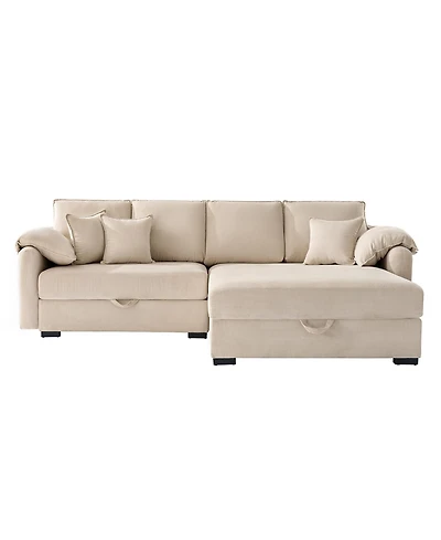Hulala Home Brandee 2 - Piece Reversible Corduroy Sectional Sofa Chaise with Storage