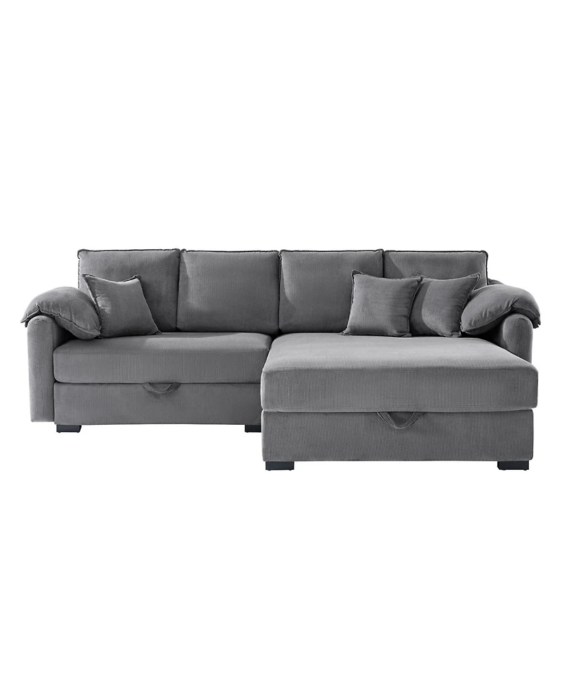 Hulala Home Brandee 2 - Piece Reversible Corduroy Sectional Sofa Chaise with Storage