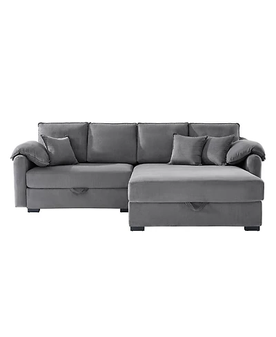 Hulala Home Brandee 2 - Piece Reversible Corduroy Sectional Sofa Chaise with Storage