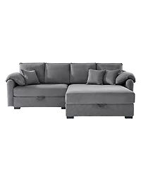 Hulala Home Brandee 2 - Piece Reversible Corduroy Sectional Sofa Chaise with Storage