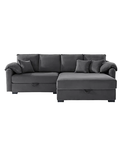 Hulala Home Brandee 2 - Piece Reversible Corduroy Sectional Sofa Chaise with Storage