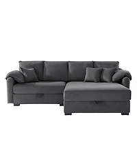 Hulala Home Brandee 2 - Piece Reversible Corduroy Sectional Sofa Chaise with Storage