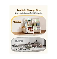 Slickblue Kids Toy Storage Organizer with 7 Cubbies and Fabric Bags