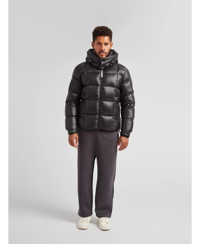 JACK1T Men's Ez Boxed Hooded Racer Puffer Jacket