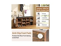 Slickblue Shoe Storage Bench with Umbrella Holder and Adjustable Shelf