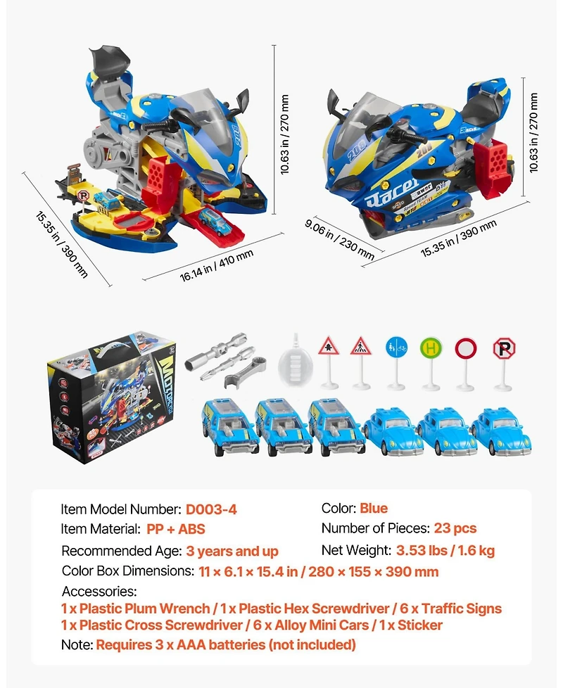 Mecale Motorcycle Engine Toy, 25 Pcs Mechanic Toy with Lights & Sounds, Removable Parts, Simulated Riding, Workshop Toy