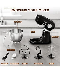 Cowsar Stand Mixer, 12 Speeds Tilt-Head Electric Commercial Stand Mixer, 3-In-1 Kitchen Mixer with Bowl, Dough Hook