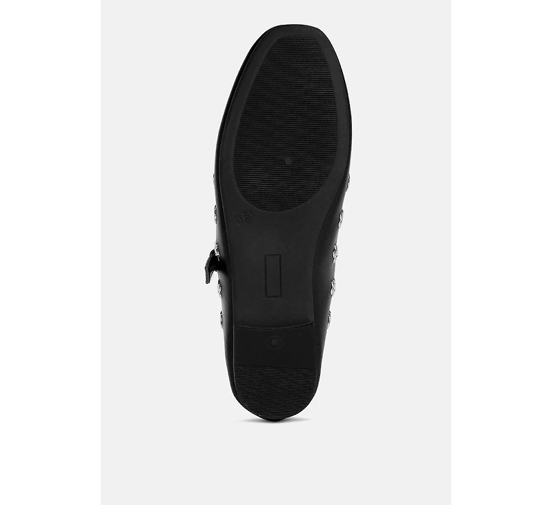 Tanzer Floral Eyelet Strapped Ballerinas