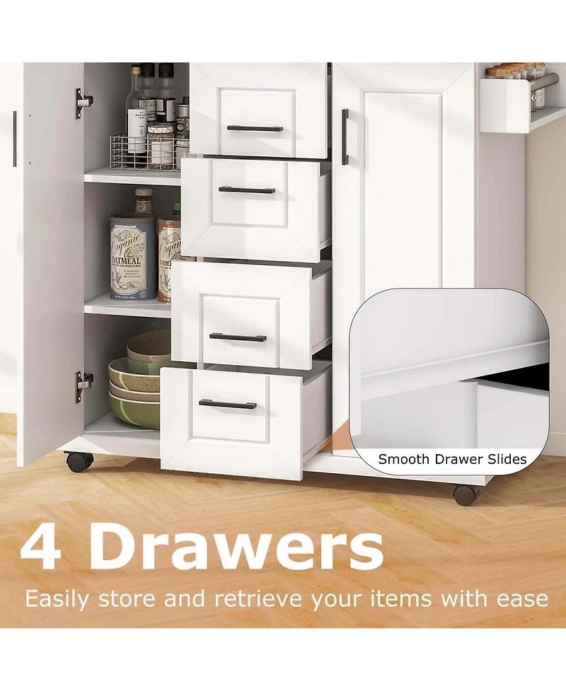 Costway Rolling Kitchen Island Cart on Wheels Mobile Serving Utility Trolley Cart