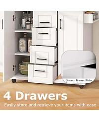 Costway Rolling Kitchen Island Cart on Wheels Mobile Serving Utility Trolley Cart