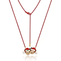 Disney Mickey & Minnie Santa Necklace & Stud Earrings Set, Gold Tone